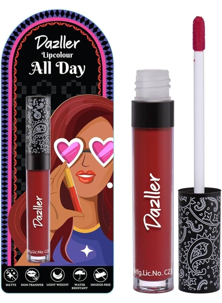 Dazller All Day Lip colour,5g, DLC031-Lava Red, Ultra intense matte,Smudge-proof, Non-transfer,Lightweight,up to 8-hr Stay - Image 1